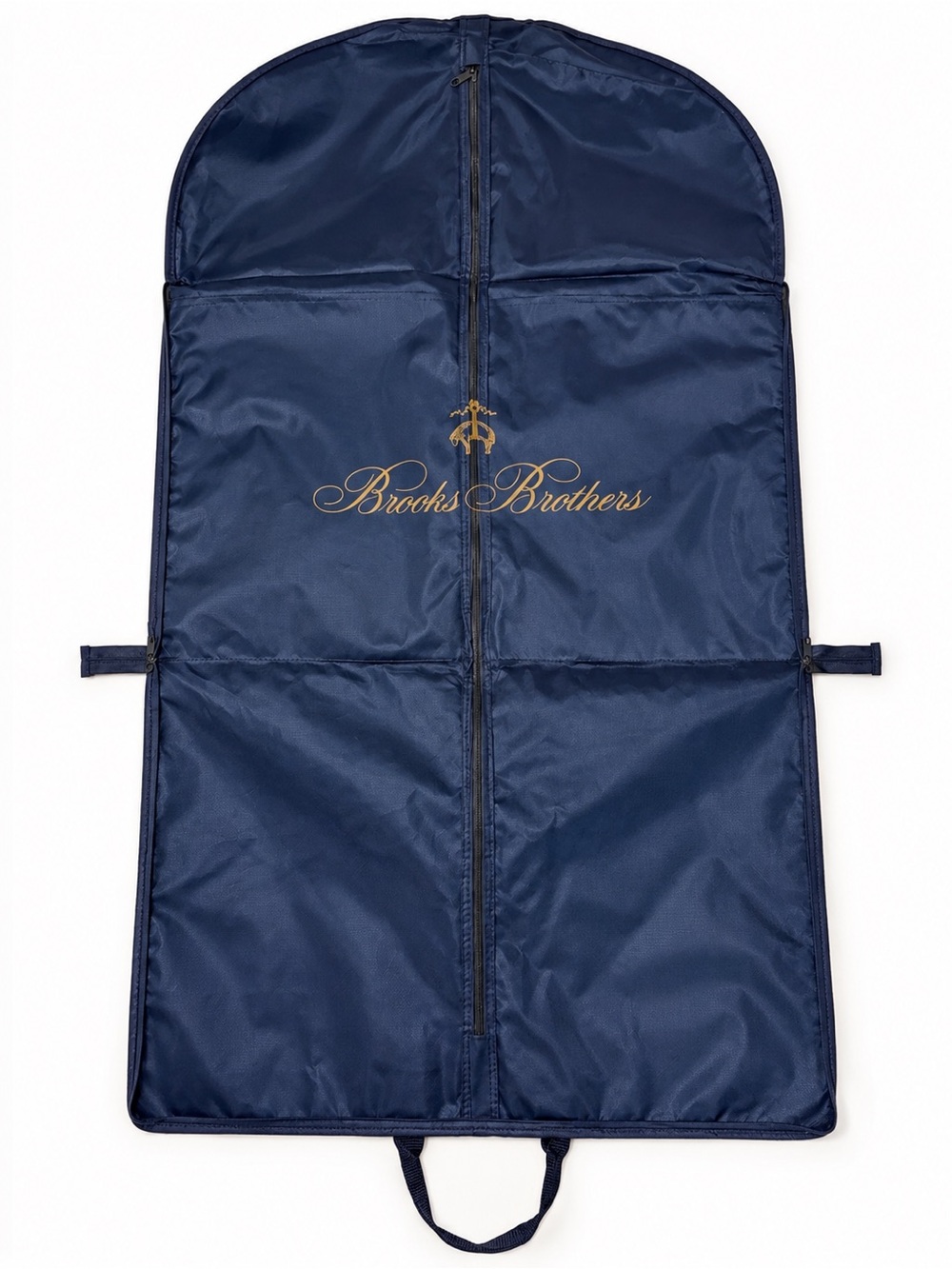 Brooks Brothers Navy Gold Logo Folding Travel Garment Bag Suit Carrier